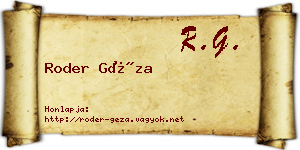 Roder Géza névjegykártya